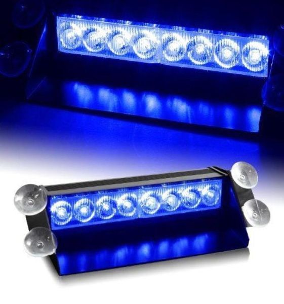 Auto Strobo AVVERTENZA Luce 8 LED Emergenza Blue Blue Lampading Sucker sul parabrezza 6362820