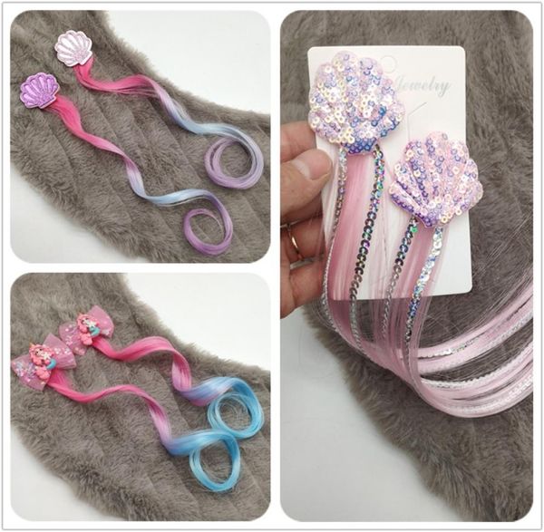 Mädchen Haarnadel -Kinderhaarclip einfache Barrette Mermaid Shell Haarseile Accessoires Kinder Perücken Seil Haarthöfe 50pcs 02087939341