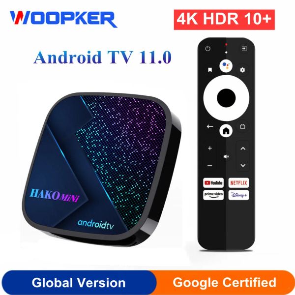 Caixa Hakomini 4K Android TV Box AmLogic S905Y4 DDR4 4GB 32 GB Dual WiFi BT 5.0 AV1 HDR 10 Google Certified Media Player Global Version