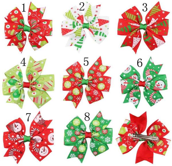 Novo clipe de cabelo de natal menina fitas coloridas fashion boh hairpins grips acessórios para bebês 8 cores hc0469750160