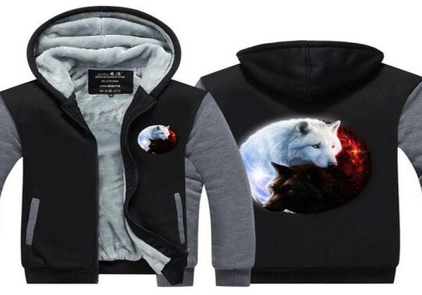 Neue Qualität Pullover Mode verdicken Zipper Fleece Yinyang Wolf gedruckte Hoodies Männer 3d Hoodies Man Wintermarke Sweatshirts Jacke7049509