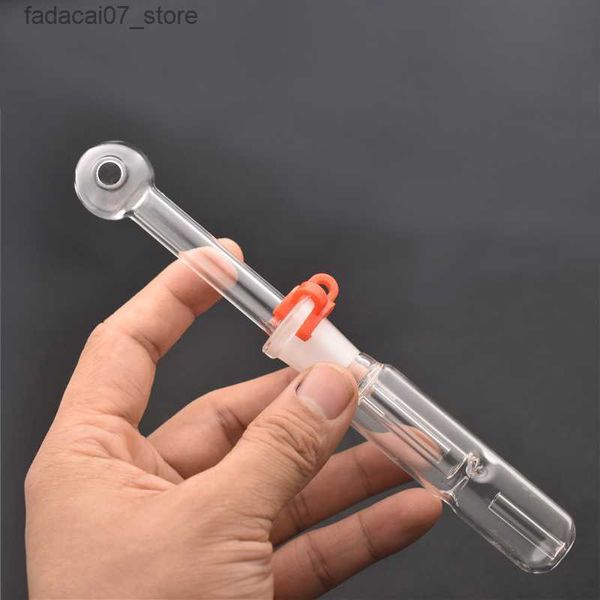 Rauchrohre 2pcs Mini Glass Bubbler Rauchwasserrohre mit Filter Perc Dab Strohöls 14mm männliche Glasölbrennerrohr und Clip Günstigsten Q240408