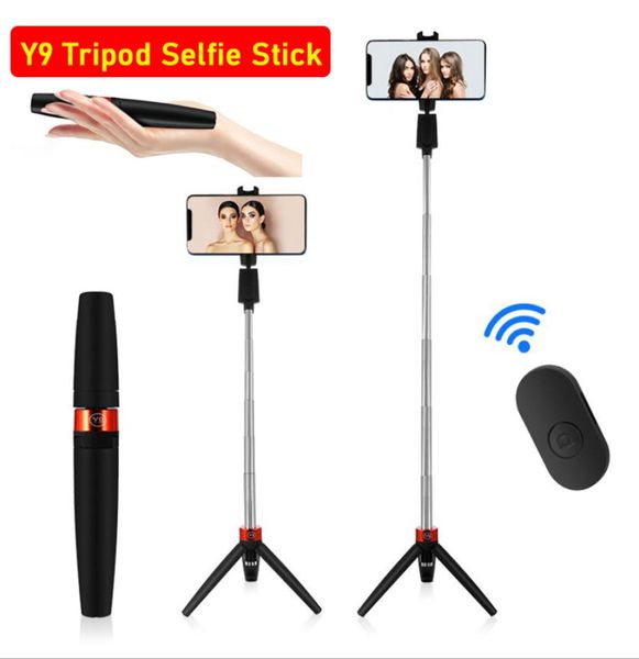 Y9 Selfie Stick Bluetooth Mini Tripod Selfie Stick Stick Self -retrato de mão com obturador remoto Bluetooth para iPhone AndR5391338