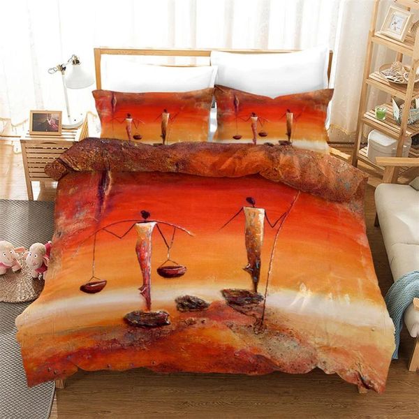 Bedding Sets Style African Orange 3D Mulher étnica Cama de cama de linho King Tamanho King Polyster Duvet Capa do Qulit