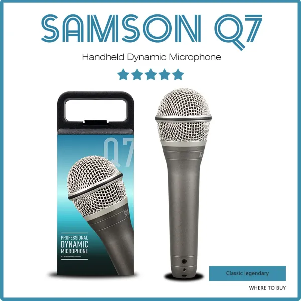 Microfones Samson Q7 Dinâmico Microfone vocal Microfone portátil Microfone de gravação de microfone para Karaoke Live Concert Guitar