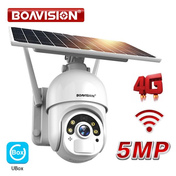 Kameras Outdoor HD 3MP 5MP 4G SIM -Karten / WiFi Solar Panel Kamera PTZ wiederaufladbare Akku -Power -Nacht -Nachtsicht PIR -Überwachungskamera