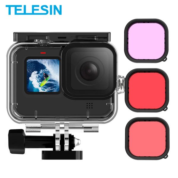 Kameras Telesin 45 m wasserdichtes Gehäuse für GoPro 11 10 9 Temperierte Glaslinsen -Tauchabdeckungsabdeckungsfilter für GoPro Hero 9 10 11