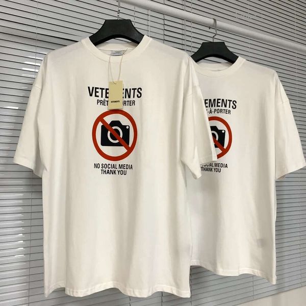 21SS Europe Fransa Vetements Mağaza Yok Sosyal Medya Antisosyal Nakış Tshirt Moda Erkek Tişörtleri Kadın Giysileri Günlük Pamuk Tee 870