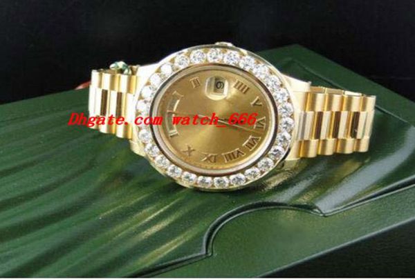 Lüks kol saati Amazing Mens II 18K 41mm Sarı Altın Büyük Elmas İzle Otomatik Men039S Saatler 8901995