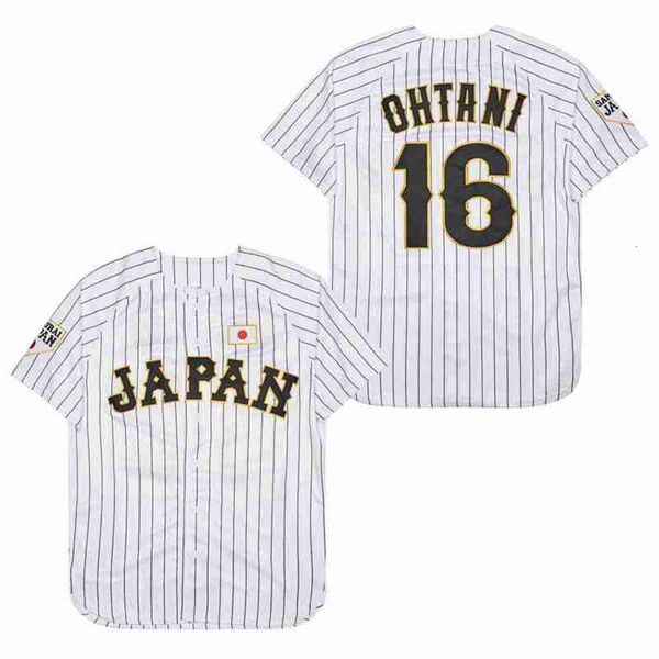 Xe5c Herren Polos BG Baseball -Trikot Japan 16 Ohtani Trikots Nähen Stickereien Hochqualität billig Sport Outdoor White Black Stripe World Neu