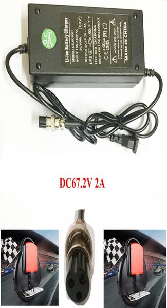 DC672V 2A Liion Batterie Ladegerät für Schubkarren -Elektrik -Selbstausgleich Einrad Scooter Skateboard 60 V mit XLR 3 Pins 12mm EU 9060509