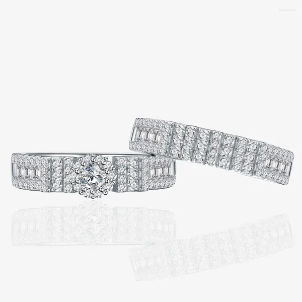 Clusterringe Schneeflockenring-Set Serie 925 Sterling Silber Zwei-teiliger Stapel Mutter und Kinderfrau Party Hochzeit Hochschmuck