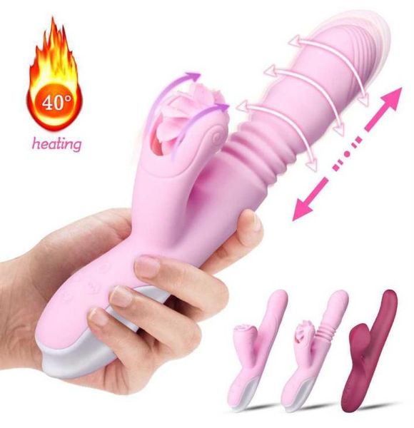 G Spot Dildo Vibrador Silicone Toys para mulheres Aquecimento de língua escalável Lambor de varinha de varinha Massageador shaki adulto sex shop y2015273105