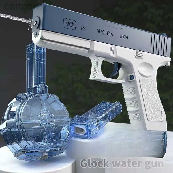 Gun Toys New Water Gun Electric Pistol Shooting Toy Полностью автоматическая летняя мультфильм -пляж -пляж Детские мальчики девочки для взрослых 240408