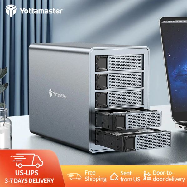 Fareler Yottamaster 5Bay HDD/SSD Muhafaza Desteği USB3.1 (Gen2) Typec 10Gbps Uyumluluk 2.5/3.5 