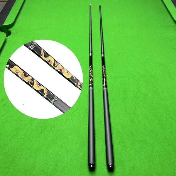 12 Split Carbon Faser Pool -Wellen chinesische königliche Haushaltsstil Golden Dragon Muster Designs Billard Stick 240325