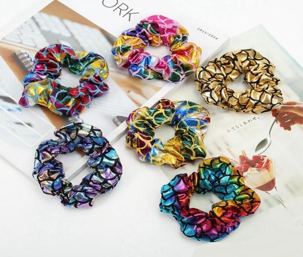 Scrunchies Bandas de cabelo Sereia Elastic Head Bands Soft Scrunchie Hair Bands Girls Ponytail Helder Kids Hair Acessórios 6 Designs3131132