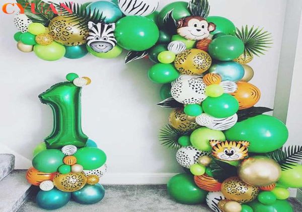 109pcs palm foglia palloncini ghirlande arch kit giungla safari da festa bomboniere bambini compleanno baby shower boy decor162468