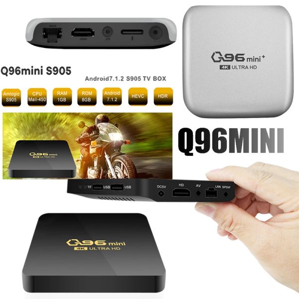 Вставка Q96 Mini Smart TV Box Android 7.1 Amlogic S905L Quad Core 2.4g Wifi 4K SET Top Box Media Player H.265 Home Theatre