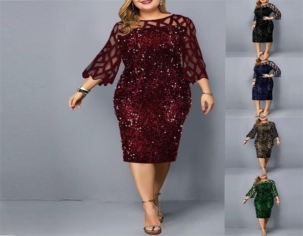 Roupa de tamanho grande para mulheres vestido midi Mãe noivo