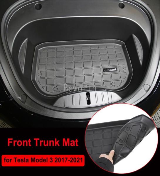 2021 Tapa de armazenamento de tronco dianteiro de carro novo para Tesla Modelo 3 Bandeja de carga TRUNCO TPE PADS impermeável Modelo3 20172021 Acessórios para carros8099828