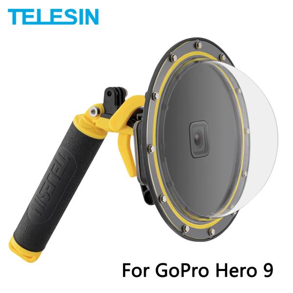 Telecamere Telesin 6 '' Dome Porta 30m Custodia per immersioni per alloggi impermeabili con grip grip mobile a bolle per GoPro Hero 9 10 11 Black Camera