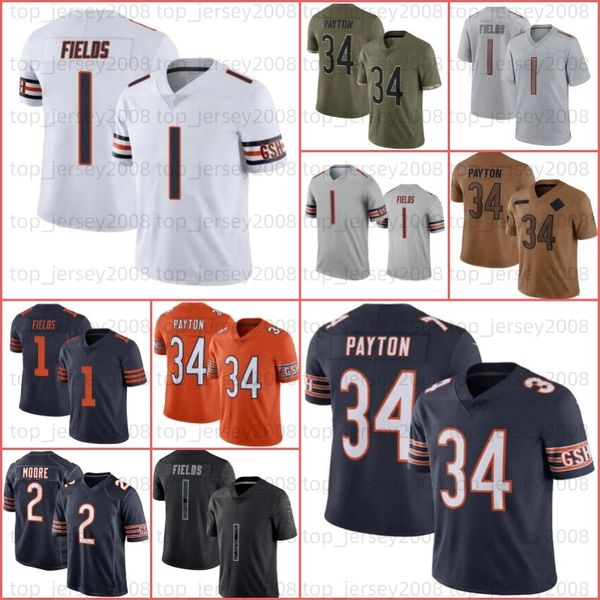 DJ Moore Jersey de futebol 13 Caleb Williams Darnell Wright Walter Payton Jaquan Brisker Darnell Mooney Cole Kmet Brian Urlacher Robert Tonyan Roschon Johnson Ditka