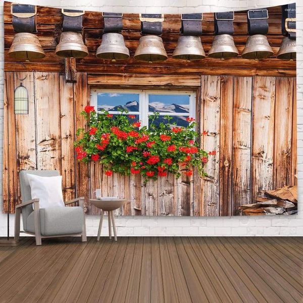 Wandteppiche Tapisserie Kamin und Bücherregal Stil warmes Gefühl Schöne Blume Home Dekoration kühle Polyester dünne Wand Hanging Tuch