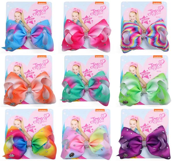 11 Farben Jojo Bögen mit Clip Haarzubehör für Mädchen Jojo Siwa Haarbögen Baby Girls 5 Zoll Regenbogen Haar Bogen SS1238585689