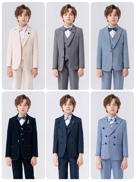 Schulkinder Jacke Weste Hosen Bowtie Klavierparty Kleider Jungen Performance Kostüm Kinder Abschlussfeier PROGRABE Anzug 240328