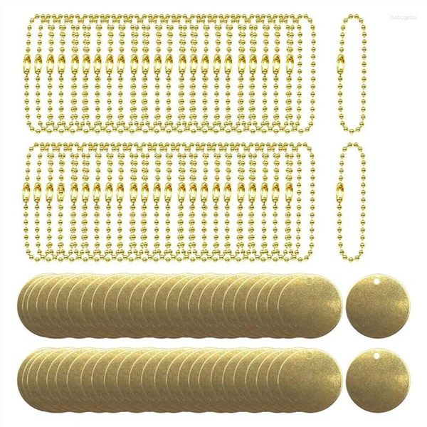 Orologi da parete 50pcs da 1 pollice etichette della valvola in ottone Stamping Blank con foro da 2,4 mm catene a sfera per le valvole del tubo tasti attrezzatura attrezzatura etichettatura