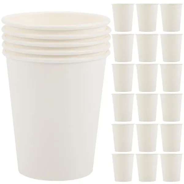 Copas descartáveis palhas 50pcs café água potável festa leite branco chá feito com revestimento de resfriado e