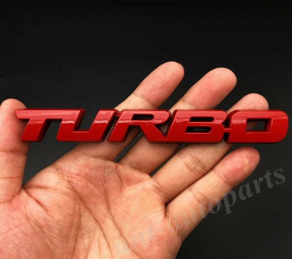 3D Red Metal Turbo T Car tronco traseiro traseiro traseiro Decalques de emblema de emblema de emblema