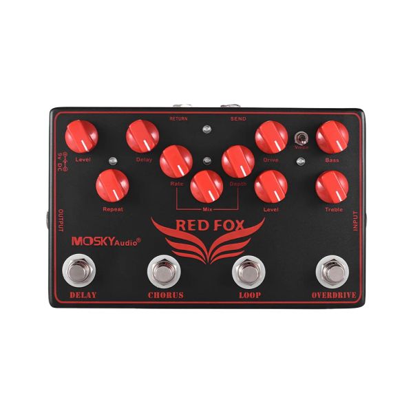 Ausrüstung Mosky Red Fox 4in1 Multieffects Gitarrenpedal -Saiten für E -Gitarrentuner Ukulele Bass Musical Instrumente Sport