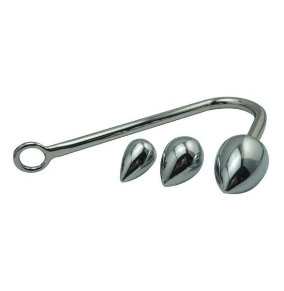 Gancho de aço inoxidável ButtPlugs 3 Bolas de tamanho maca de butt plug plug prostate dilatador brinquedos sexuais para homens mulher 2106169074522