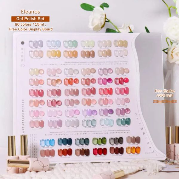 Gel ELEANOS 60 Farben Jelly Gel Politur Set Koreanischer Sirup Gel Kit Farbdiagramm für Nagel Salon 15 ml Transzulente UV -Gelsammlung