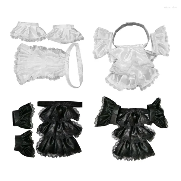 Papillini da prua da 50 jb per bambini adulti staccabili arruffato jabot e polsini set vintage collare finto vittoriano costumi di costume da cosplay steampunk