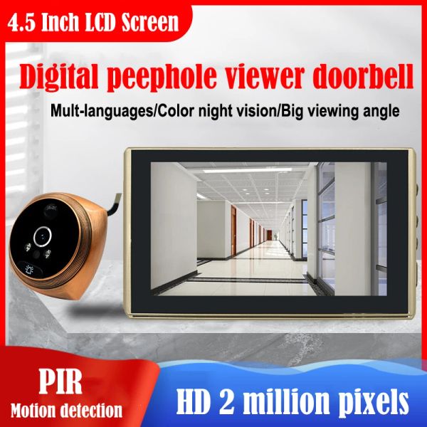 Campainhas pir movy DetectionDoor Video Video Peephole Câmera 4.5 