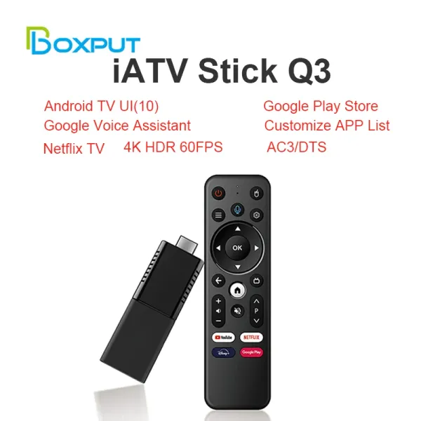 Kutu IATV Stick Q3 HDR Akıllı TV Stick Android TV 10 Allwinner H313 4K ATV HDR Taşınabilir TV Önsözü 2.4G/5G WiFi BT5.0 OTG vs X96S TX3