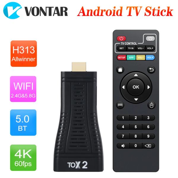 Box Tox2 TV Stick TV Box Android 10 2GB 16GB H313 Quad Core 2.4G 5G Dual WiFi 100M BT5.0 4K Smart Media Player TVBox TV Dongle