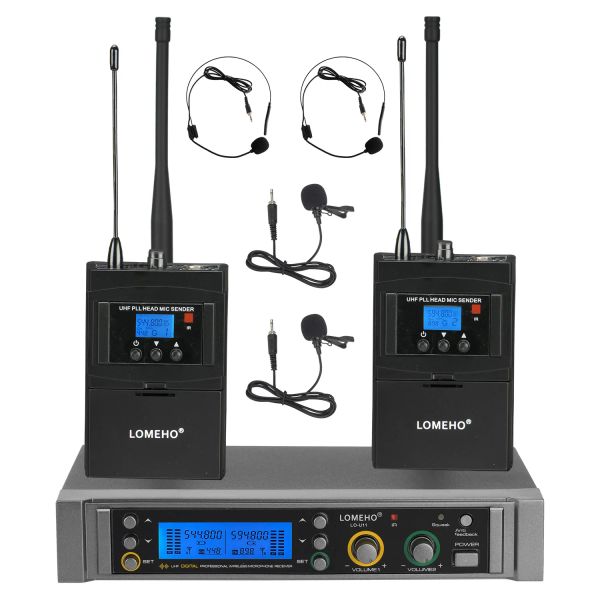 Microfoni Lou11H2 UHF 2 Bodypack Microfono wireless 2*450 CANNEL MULTIFREQUENZA IR Sync supera i 50 m per Churh School Family Party