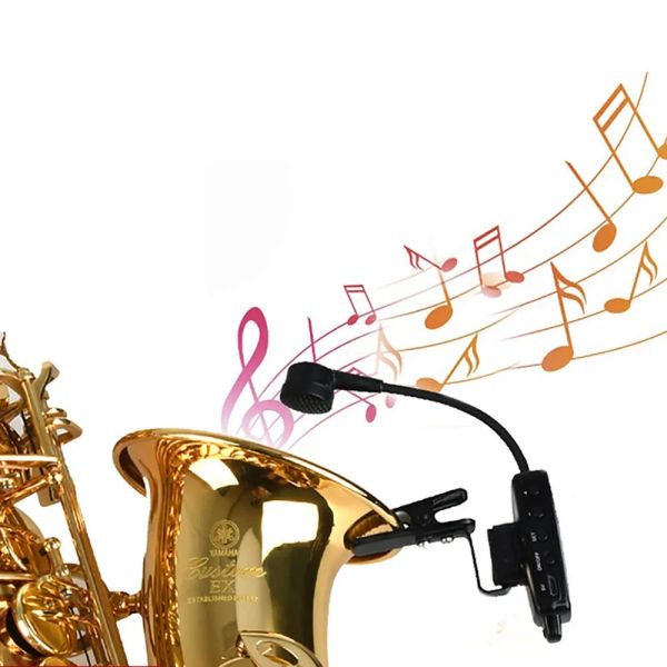 Microfoni Microfono strumenti wireless professionale UHF per tromba di saxofono SAX Wireless Ricevitore trasmettitore 50m