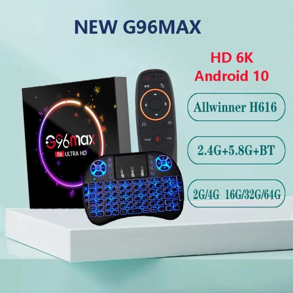 Box Android 10.0 TV Box G96max Allwinner H616 Voice Assistant 3d 6k 1080p -видео -приемник Wi -Fi 2.4g 5.8g TV Box Set Top Box