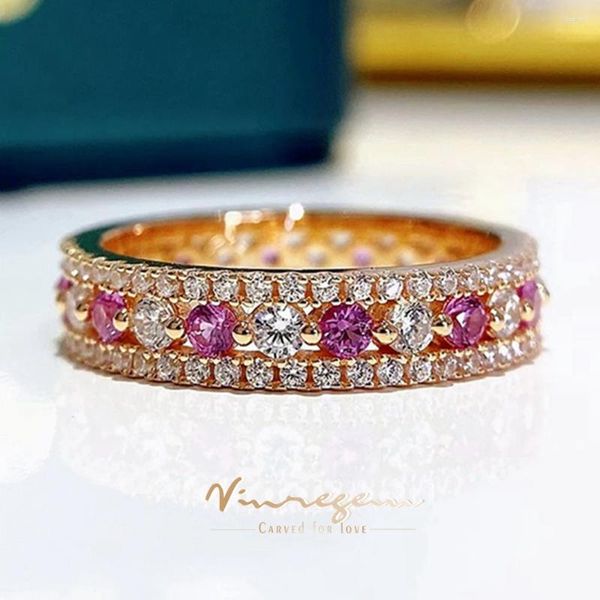 Cluster Rings Vinregem Lab создал Sapphire Gemstone Ring для женщин 18 тыс. Золота, покрытая 925 серебряными свадебными ювелирными украшениями.