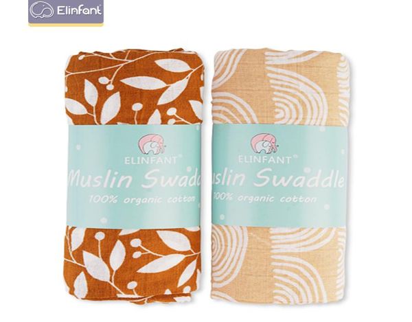 Elinfant 2pcs Muslin Cotton Swaddles