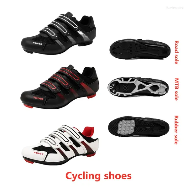 Sapatos de ciclismo gomnear Men MTB Sapato de bicicleta de estrada SPD auto-traval para mulheres que andam de tênis de bota de bicicleta plana de tênis