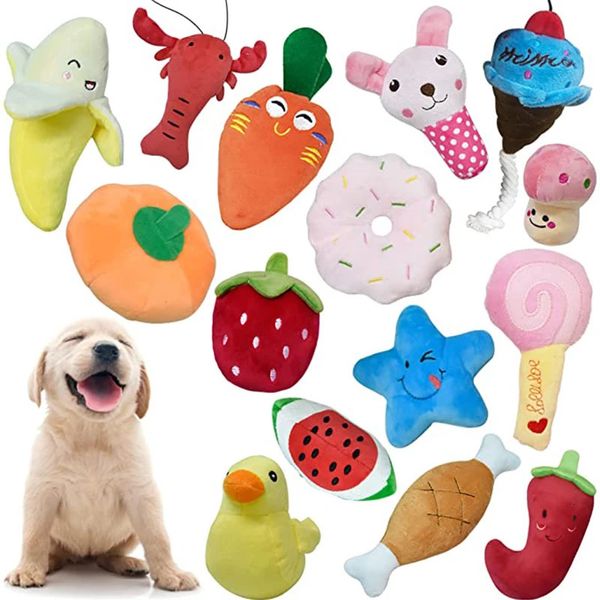 Cigolio di peluche per cani giocattoli interattivi masticare cucciolo giocattolo chihuahua cartone animato pulizia biteResistante Accesorios Para Perros 240328