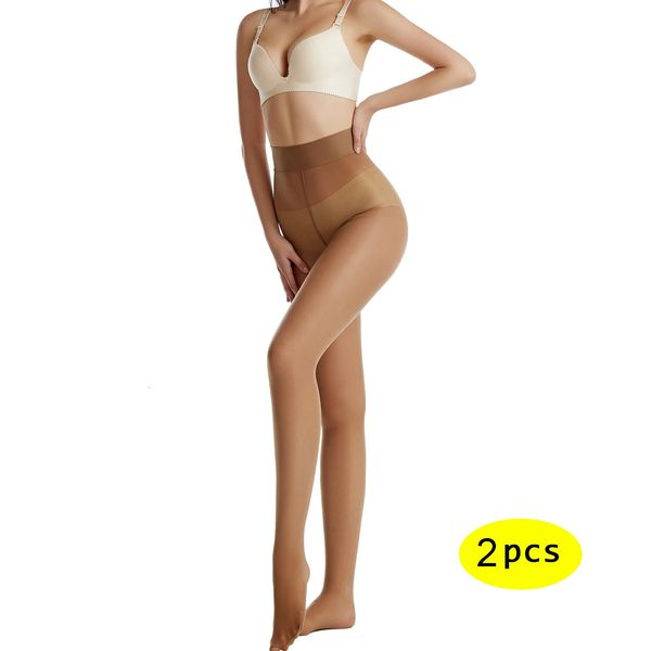 2pcs Bonas 20d Tanks inquebráveis resistentes a lágrimas sexy de alta elasticidade de nylon meias de verão feminino de meia-calça brilhante Mulheres 240408