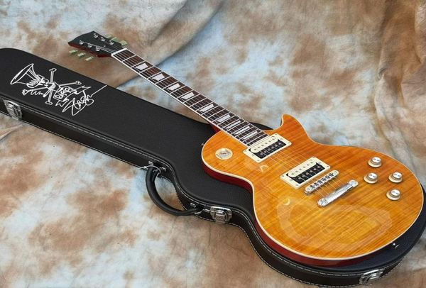 Yeni Varış Çöp İştahı Amber Alev Maple Top Ele Gitar Eğik AFD1857599