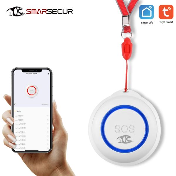 Button Tuya Smart Wi -Fi sem fio SOS Sensor de alarme de ladrão em casa de emergência 2.4g Botão de pânico